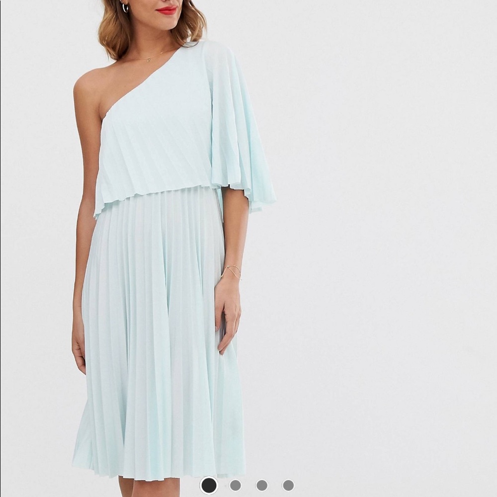 Asos One-Shoulder Pleated Midi Dress